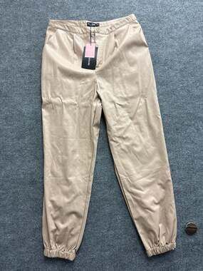 PrettyLittleThing Shape Stone Faux Leather Cuffed Joggers